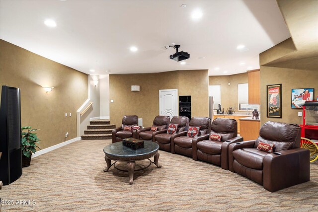 6621 N Arizona Biltmore Cir, Phoenix, AZ 85016 - home theater room with recessed lighting, light carpet, and baseboards