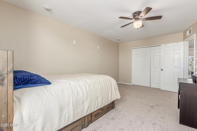 3424 E Harmony Ave, Mesa, AZ 85204 - carpeted bedroom with a closet, ceiling fan, and baseboards