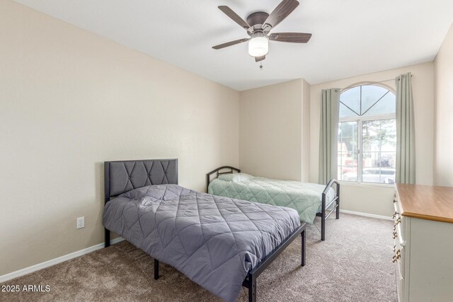 3424 E Harmony Ave, Mesa, AZ 85204 - bedroom featuring carpet flooring, baseboards, and a ceiling fan