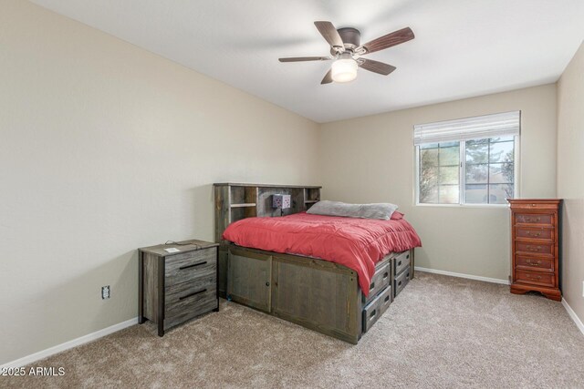 3424 E Harmony Ave, Mesa, AZ 85204 - bedroom featuring carpet, baseboards, and ceiling fan