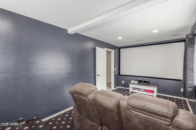 3424 E Harmony Ave, Mesa, AZ 85204 - cinema with baseboards, carpet floors, a textured wall, and recessed lighting