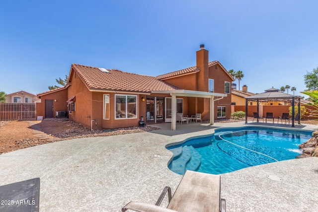 3424 E Harmony Ave, Mesa, AZ 85204 - view of pool featuring a patio area, a gazebo, and cooling unit