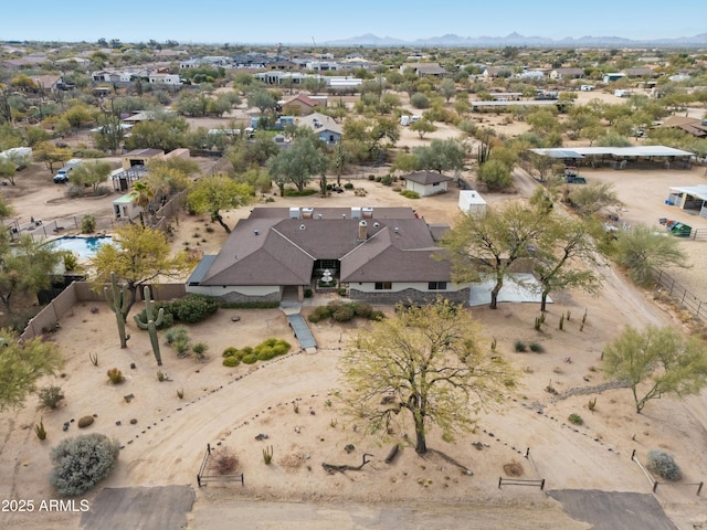 drone / aerial view with a mountain view