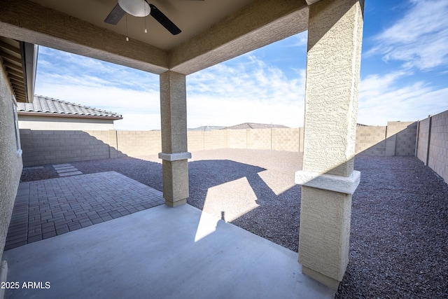 view of patio / terrace with ceiling fan