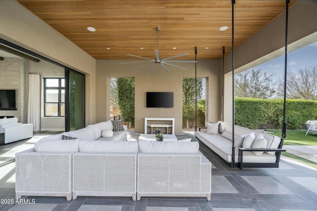 view of patio / terrace featuring an outdoor hangout area and ceiling fan