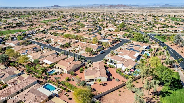 aerial view featuring a residential view and a mountain view