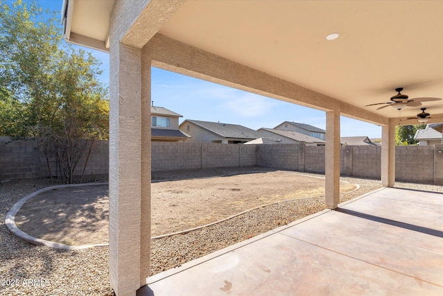 view of patio with ceiling fan