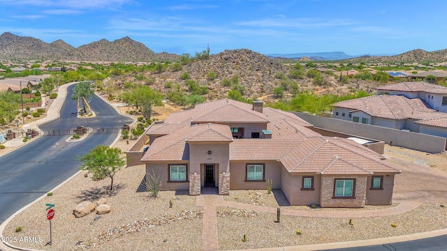 29067 N 71st Ave, Peoria, AZ 85383 - view of front of property with stucco siding, a tile roof, and a mountain view