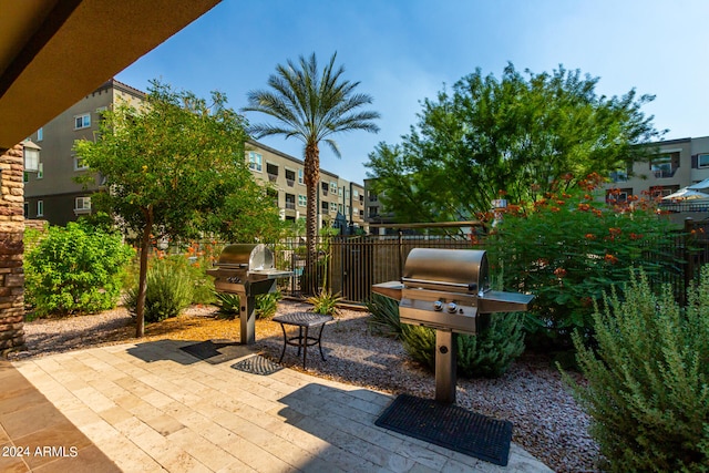 view of patio with area for grilling