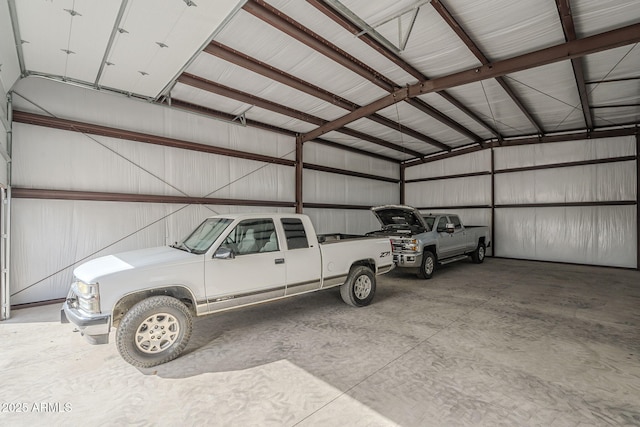 garage with metal wall