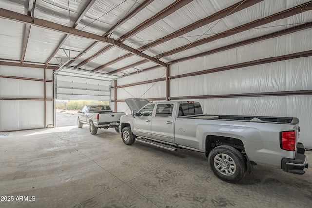 garage with metal wall
