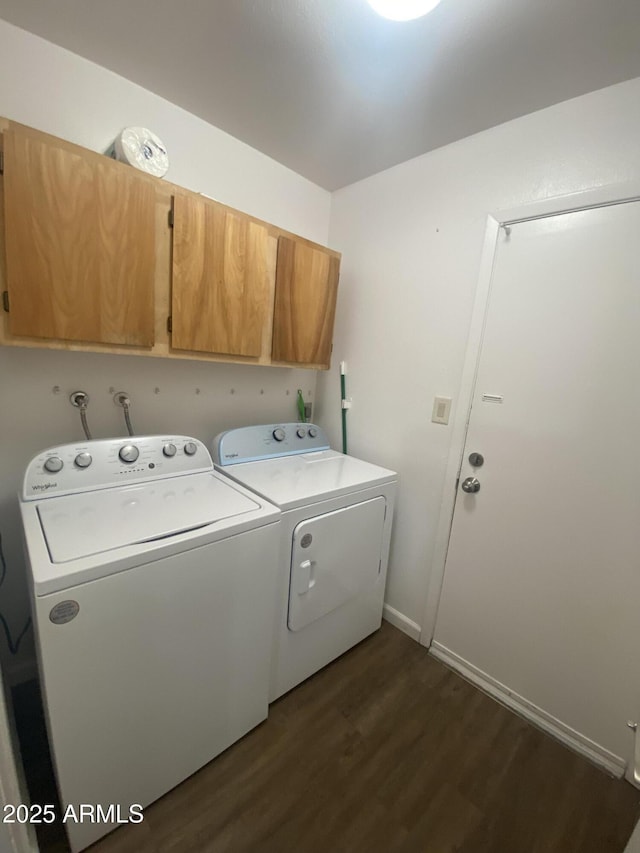903 W Jacinto Cir, Mesa, AZ 85210 - laundry area with cabinet space, separate washer and dryer, and dark wood finished floors