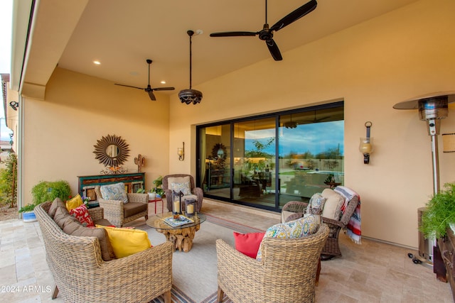 view of patio / terrace with an outdoor hangout area and ceiling fan