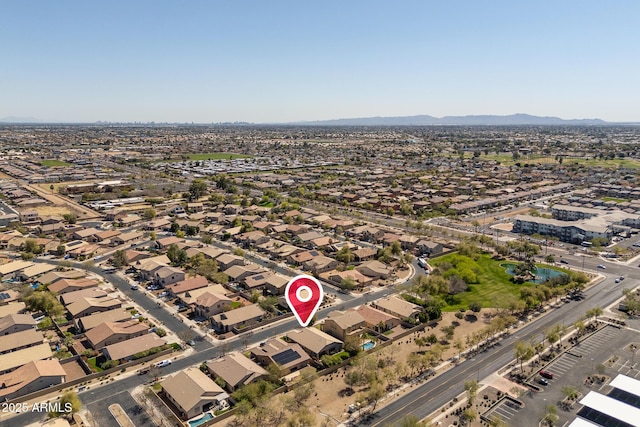 aerial view with a residential view and a mountain view