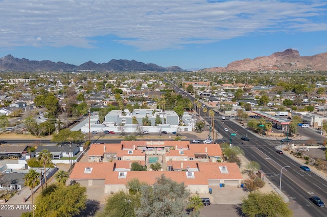 aerial view with a mountain view