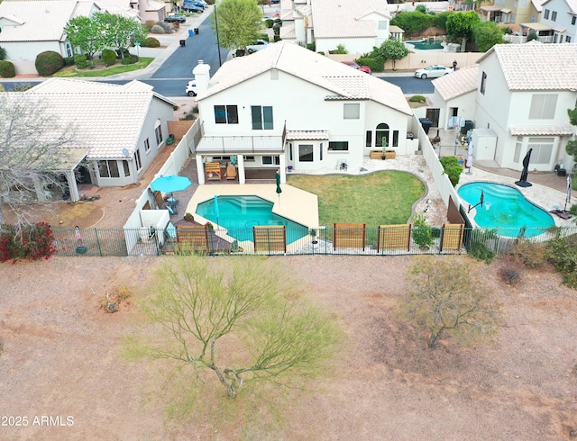 aerial view featuring a residential view