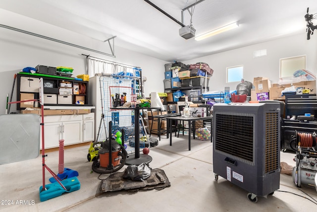 garage with a garage door opener