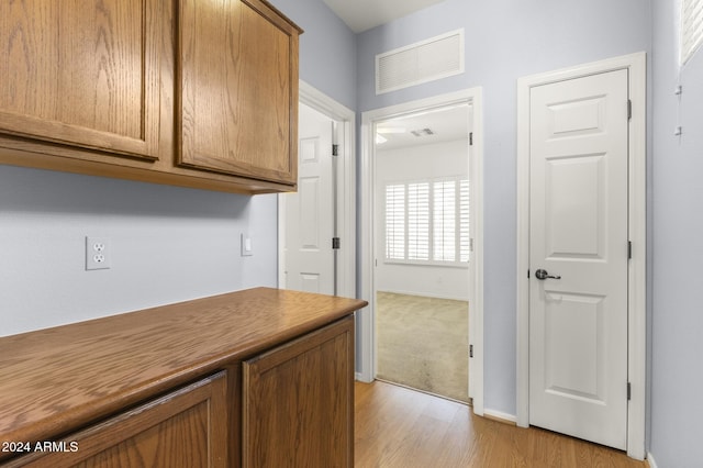 interior space with light hardwood / wood-style floors