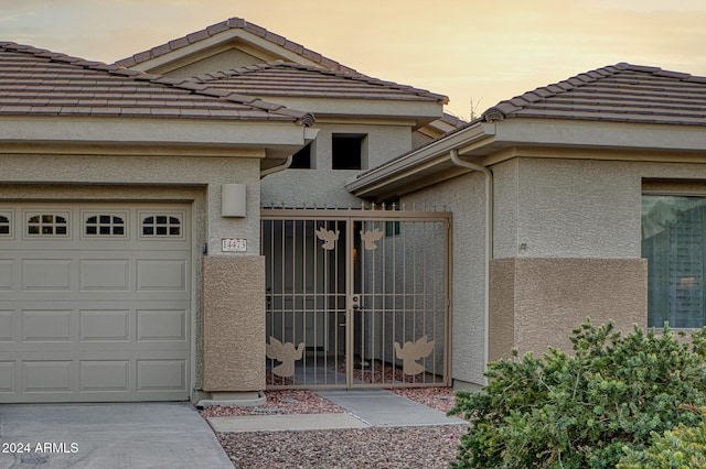 exterior space featuring a garage