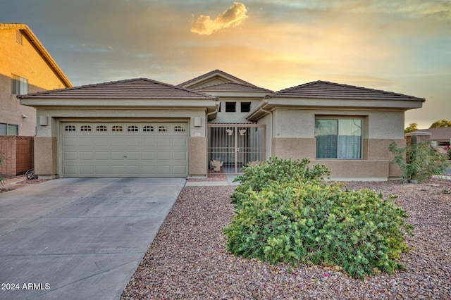 view of front of house with a garage