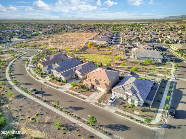 bird's eye view featuring a mountain view and a residential view