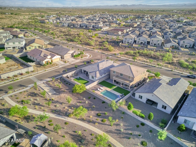 bird's eye view featuring a residential view and a mountain view
