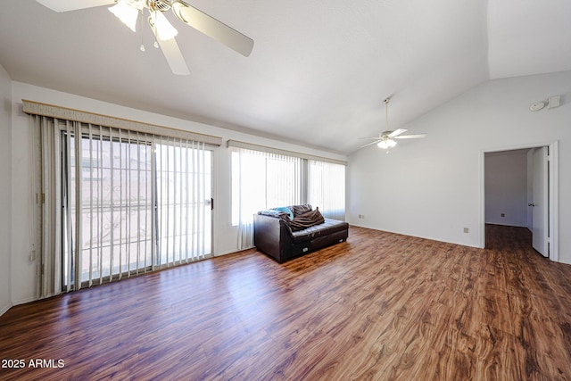 812 E Piute Ave, Phoenix, AZ 85024 - living area featuring ceiling fan, vaulted ceiling, and wood finished floors