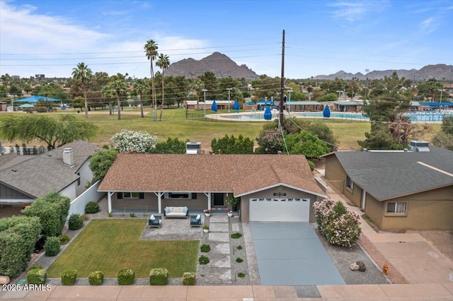 5332 N 81st Pl, Scottsdale, AZ 85250 - aerial view of property and surrounding area featuring a mountain backdrop