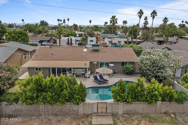 5332 N 81st Pl, Scottsdale, AZ 85250 - back of property with a patio, a gate, a residential view, and a shingled roof