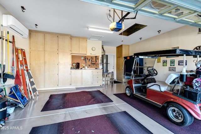 interior space featuring a wall mounted AC and water heater