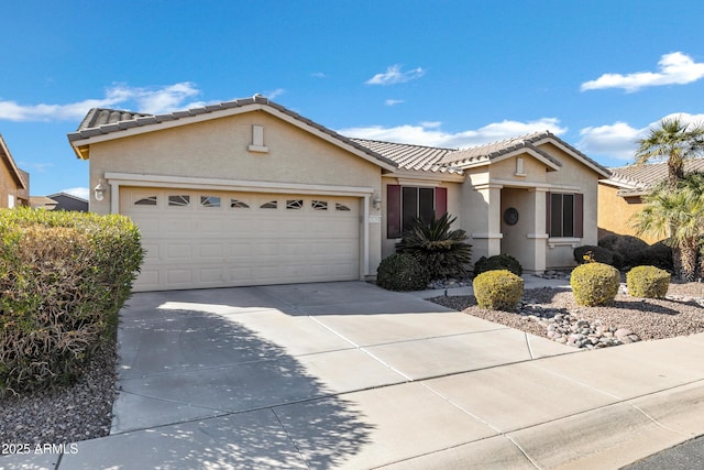 single story home with a garage