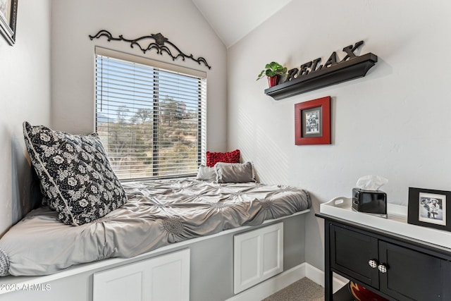 bedroom with vaulted ceiling