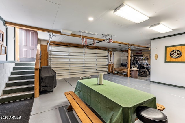 garage with a garage door opener