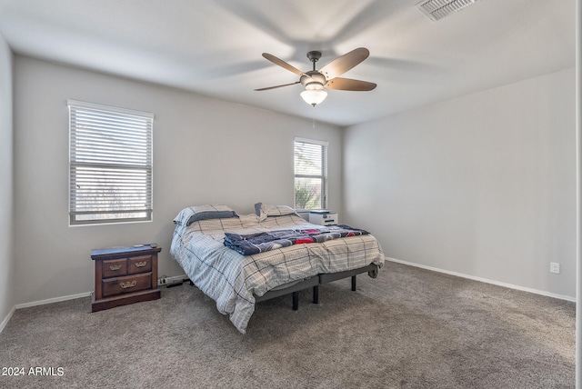 bedroom with carpet and ceiling fan