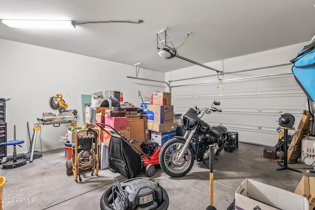 garage with a garage door opener