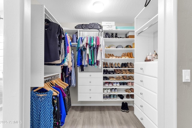 walk in closet featuring light wood-type flooring