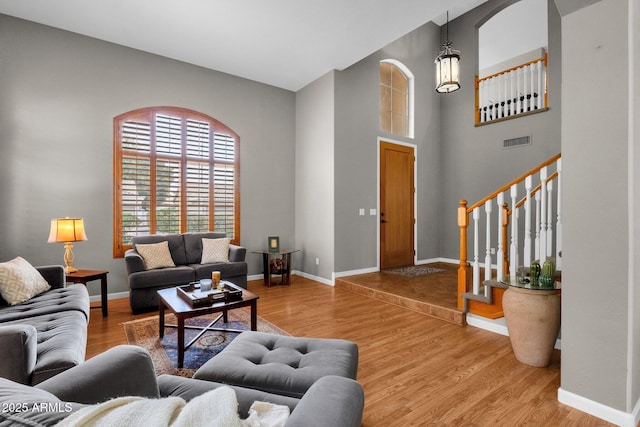 living room featuring light hardwood / wood-style floors