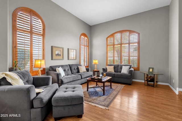 living room featuring light hardwood / wood-style floors