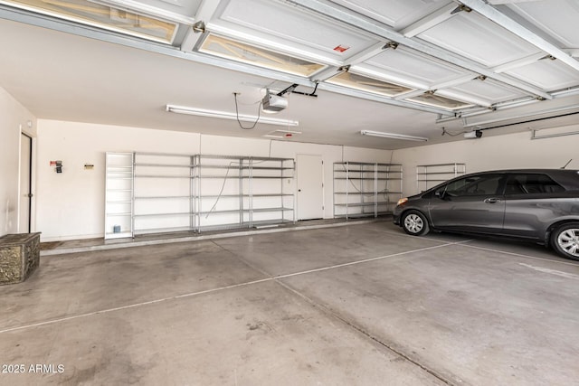 garage with a garage door opener