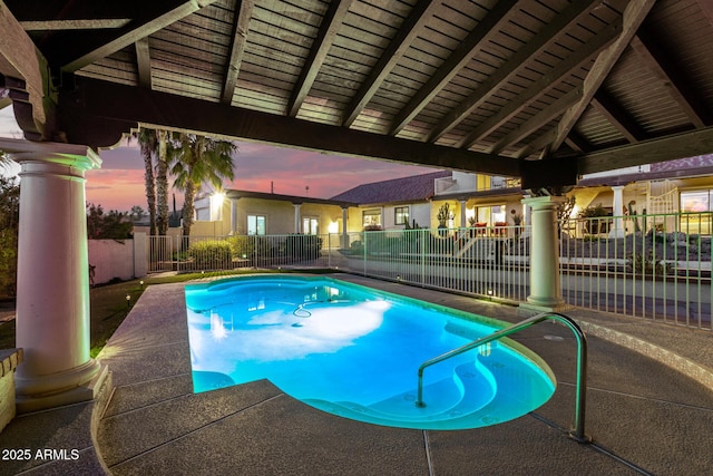 view of swimming pool featuring a fenced backyard