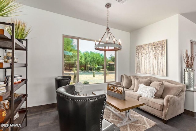 interior space featuring an inviting chandelier and a wealth of natural light
