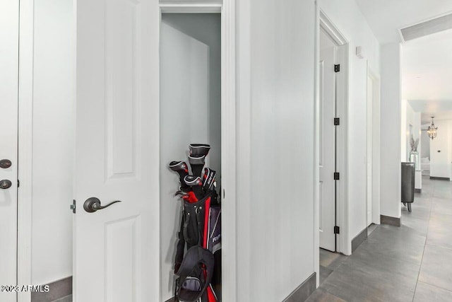 corridor with concrete floors