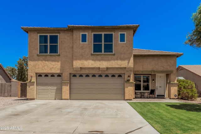 3016 W White Canyon Rd, San Tan Valley, AZ 85144 - view of front of home with an attached garage, driveway, stucco siding, and a gate
