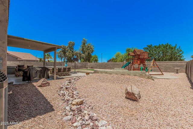 3016 W White Canyon Rd, San Tan Valley, AZ 85144 - view of playground with a patio and a fenced backyard
