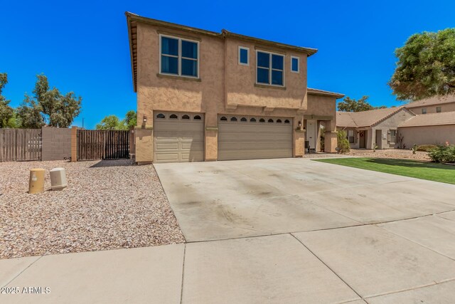 3016 W White Canyon Rd, San Tan Valley, AZ 85144 - view of front of property with a garage, a gate, stucco siding, and concrete driveway