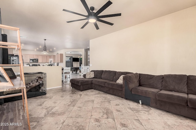 3016 W White Canyon Rd, San Tan Valley, AZ 85144 - living area with ceiling fan and arched walkways