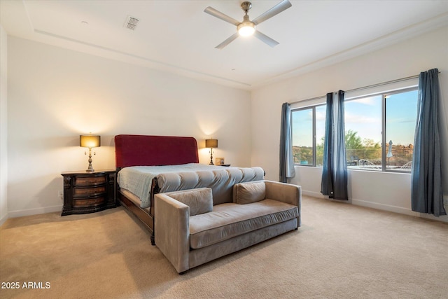 6535 W Gold Mountain Pass, Phoenix, AZ 85083 - bedroom with baseboards, visible vents, and light colored carpet