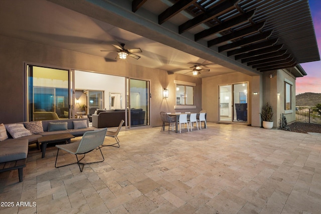 6535 W Gold Mountain Pass, Phoenix, AZ 85083 - view of patio / terrace featuring outdoor lounge area, a ceiling fan, and outdoor dining area