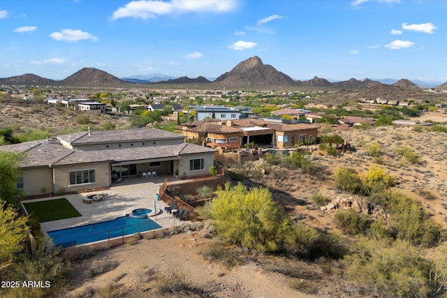 6535 W Gold Mountain Pass, Phoenix, AZ 85083 - exterior space featuring a patio, a fenced backyard, a mountain view, and stucco siding