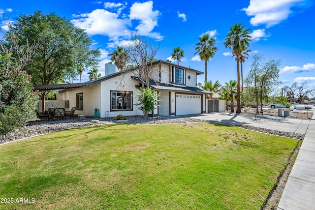 7949 W Pershing Ave, Peoria, AZ 85381 - traditional-style home with concrete driveway, an attached garage, stucco siding, and a chimney